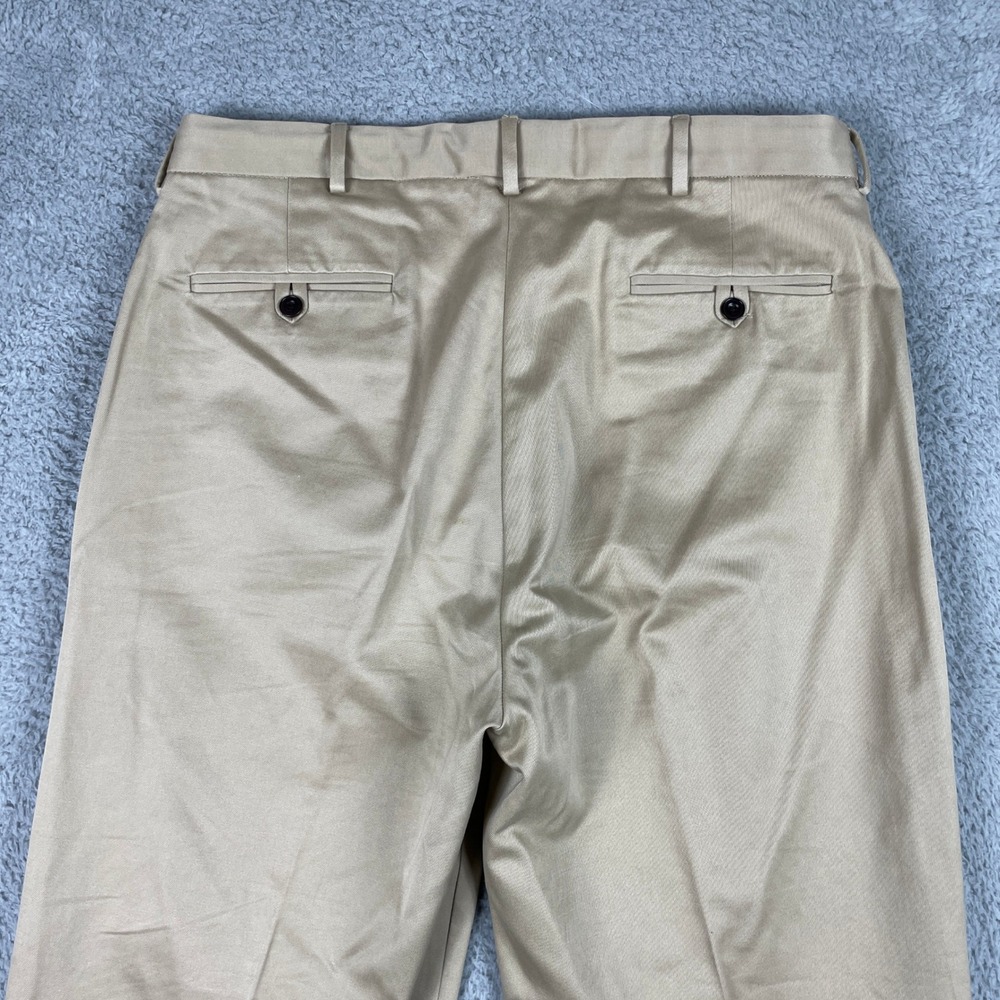 VTG Polo Ralph Lauren Double Pleated Chino Pants Mens 36R (Fits 34x31) Tan Khaki - Picture 4 of 9